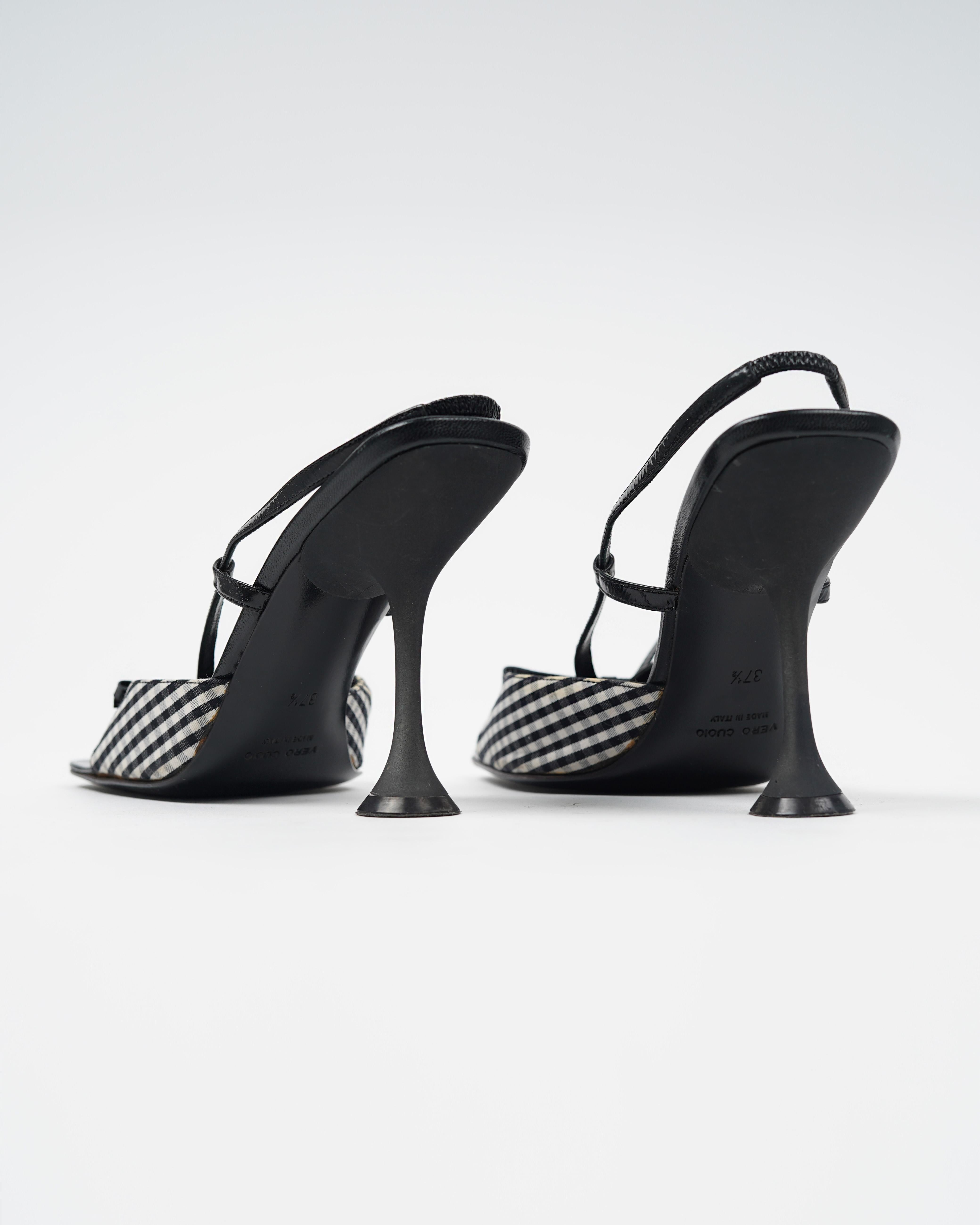 F/W 1999 Miu Miu Gingham Checkered Slingback Heels im Angebot 1