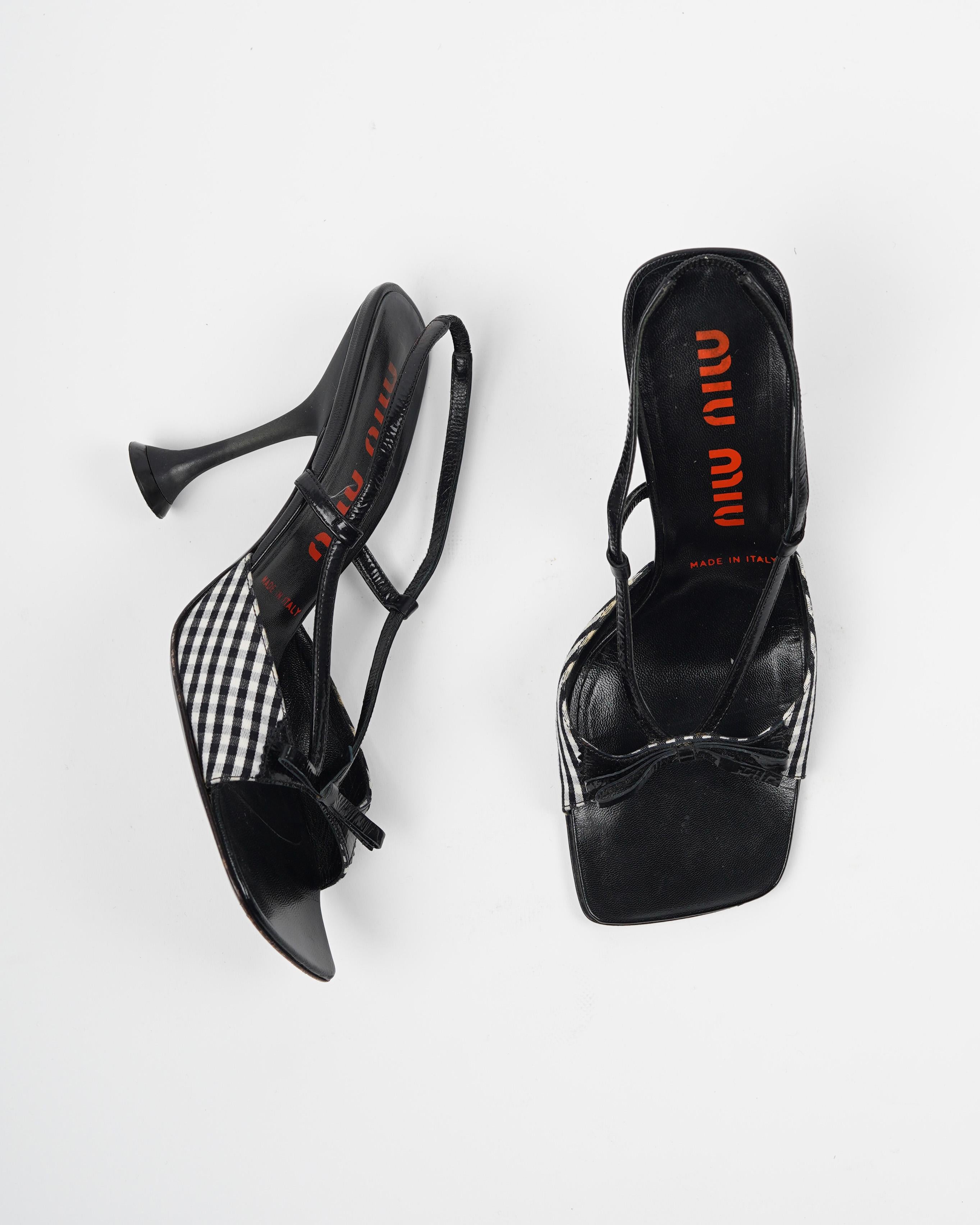 F/W 1999 Miu Miu Gingham Checkered Slingback Heels im Angebot 3