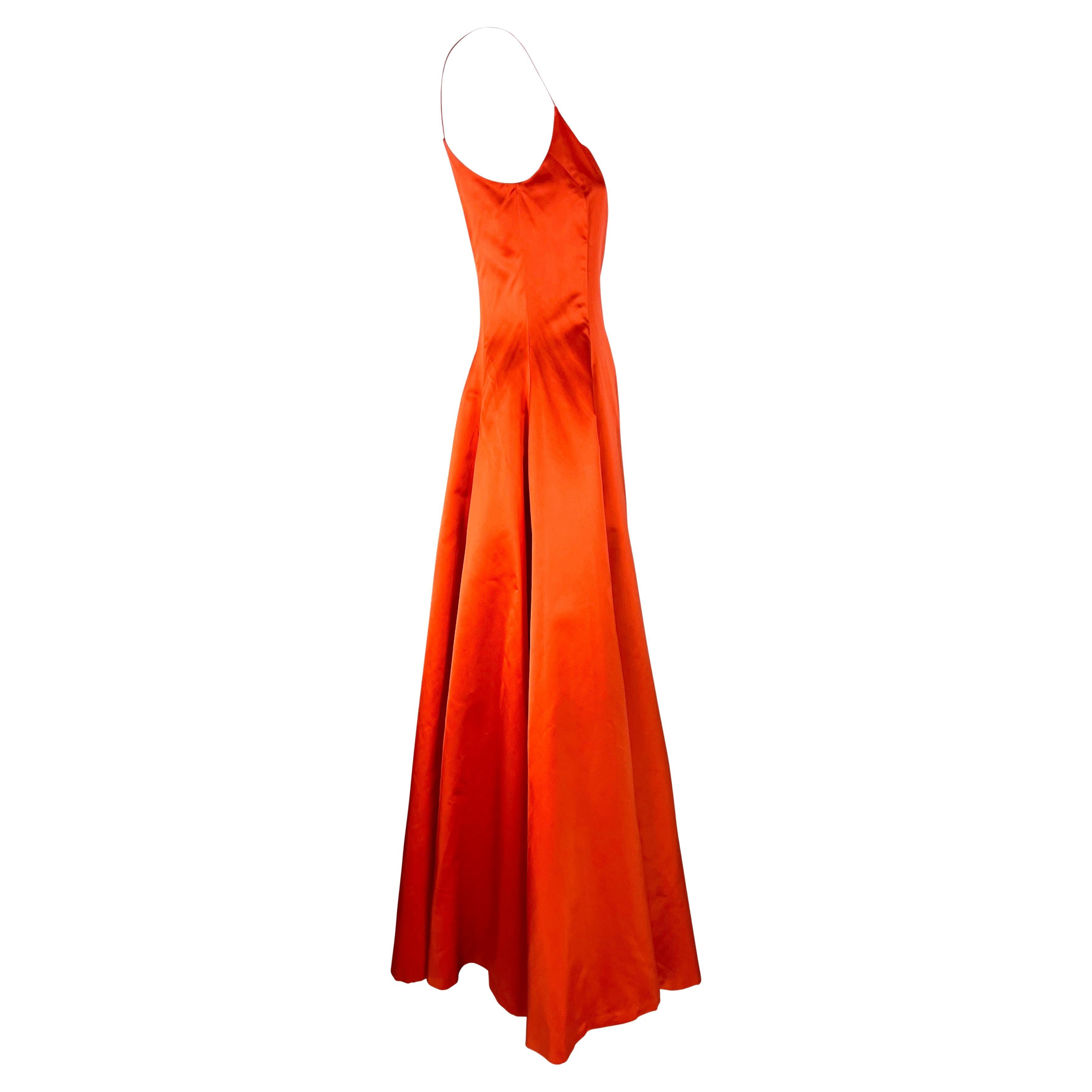 F/W 1999 Ralph Lauren Runway Red Orange Silk Satin Gown Maxi Dress 4