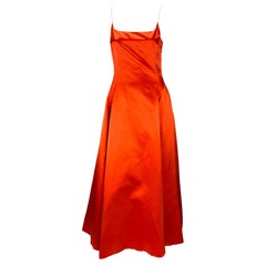 F/W 1999 Ralph Lauren Runway Red Orange Silk Satin Gown Maxi Dress