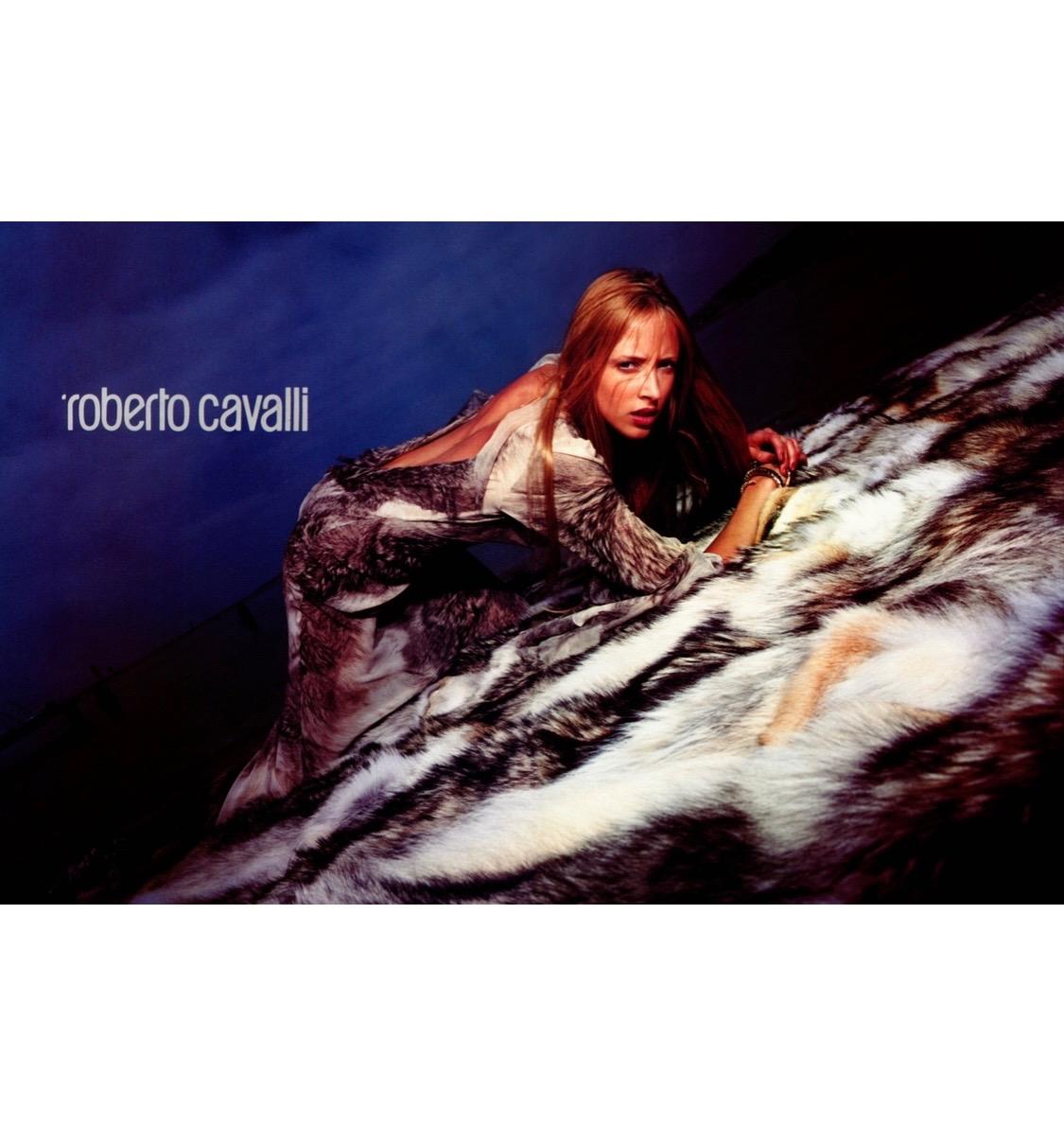 Presenting a grey cow print Roberto Cavalli dress. From the Fall/Winter 1999 collection, a similar dress with the same print was highlighted in the season's ad campaign. This fabulous dress is constructed entirely of a grey and black natural cow