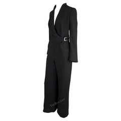 F/W 1999 Thierry Mugler Combinaisons noires Combinaison oversize à boucles métalliques Plunge Suit