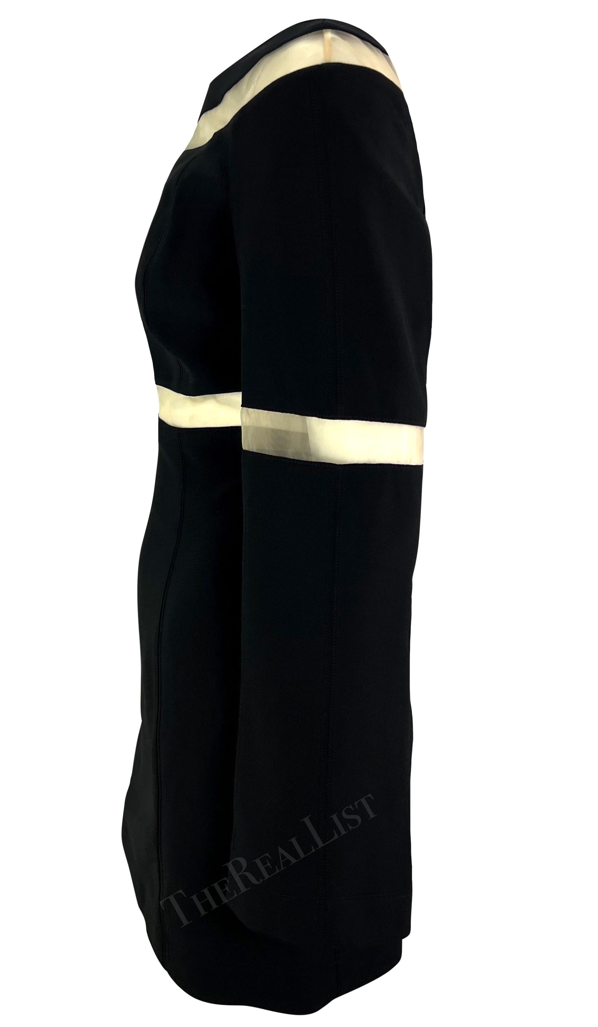 A/I 1999 Thierry Mugler - Piccolo mini abito nero con pannello a rete trasparente In condizioni ottime in vendita a West Hollywood, CA
