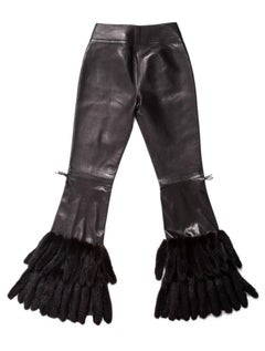 F/W 1999 Vintage Tom Ford for Gucci Black Leather Pants with Mink Fur