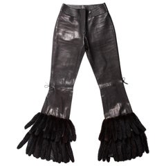 F/W 1999 Vintage Tom Ford for Gucci Black Leather Pants with Mink Fur
