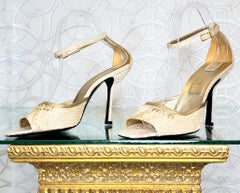 Campagne publicitaire vintage GIANNI VERSACE - Chaussures en python couleur chair, taille 38,5 - 8,5, automne-hiver 2000, état neuf