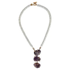 F/W 2000 Atelier Versace Haute Couture Amethyst Crystal Rhinestone Drop Necklace
