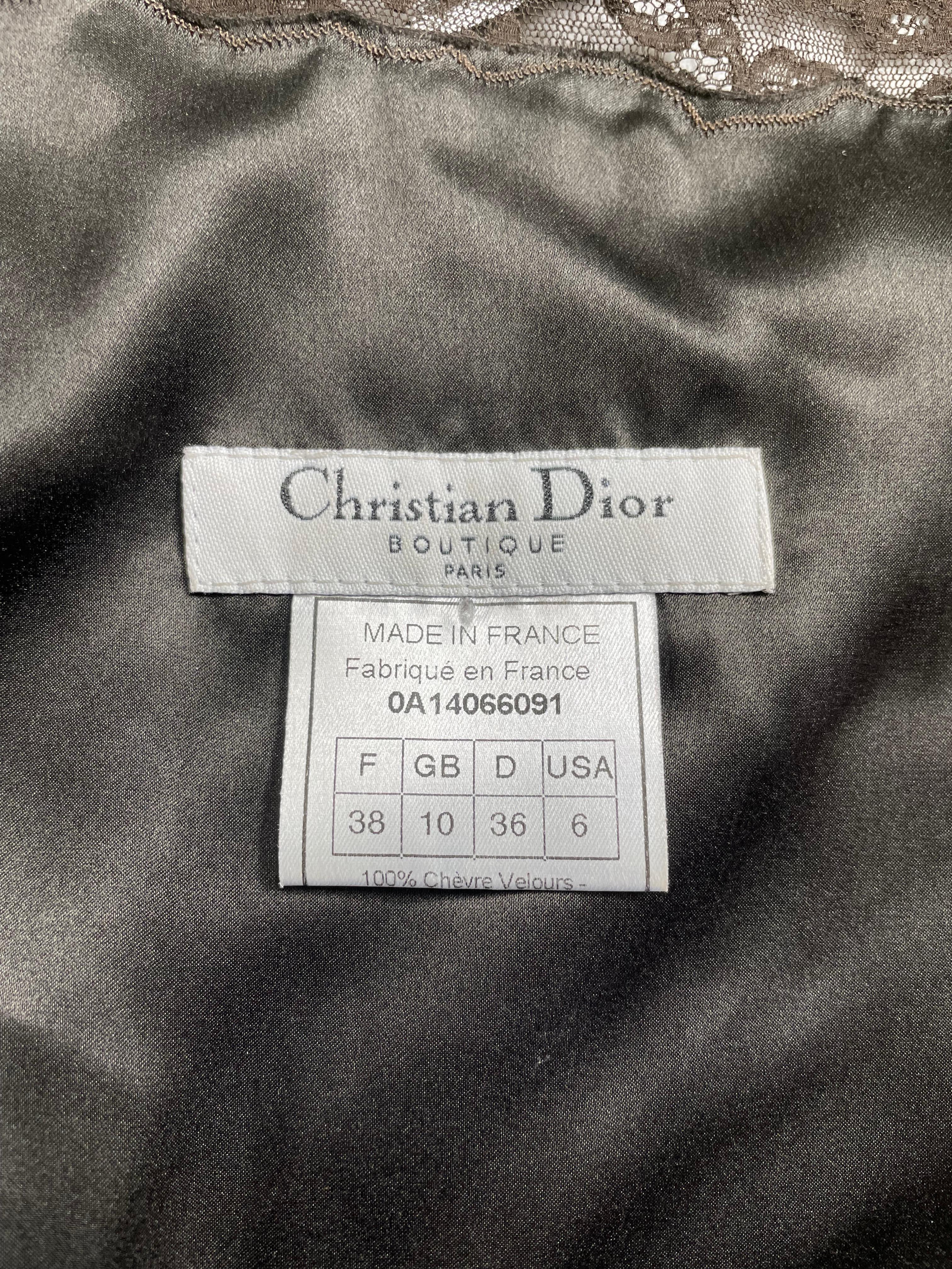 F/W 2000 Christian Dior Brown Suede Lace Mermaid Asymmetrical Maxi Dress In Good Condition In Yukon, OK