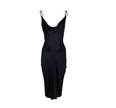 F/W 2000 Christian Dior by John Galliano Black Nylon Dress w Gold Logo Straps