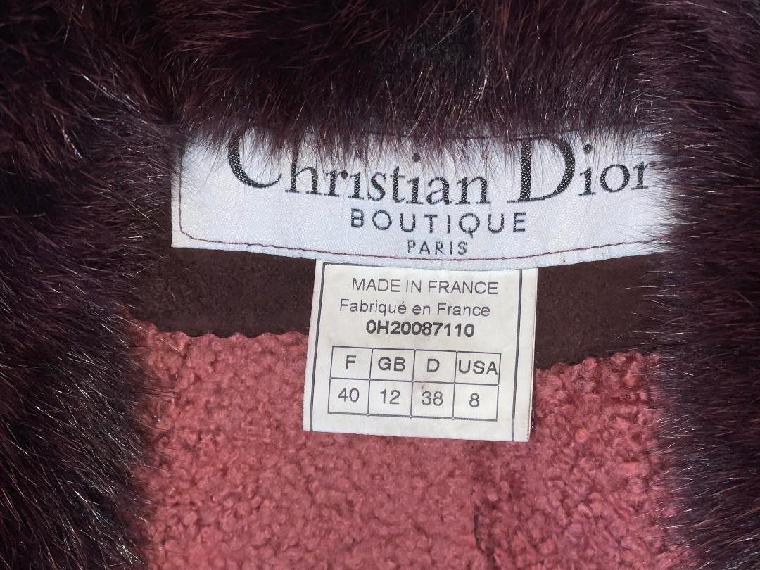 F/W 2000 Christian Dior by John Galliano Burgundy Fox Fur Gold Logo Buttons Coat 2
