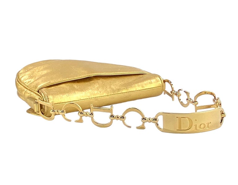 Christian Dior Metallic Gold Ostrich Saddle Bag Small Q9B04422DH001
