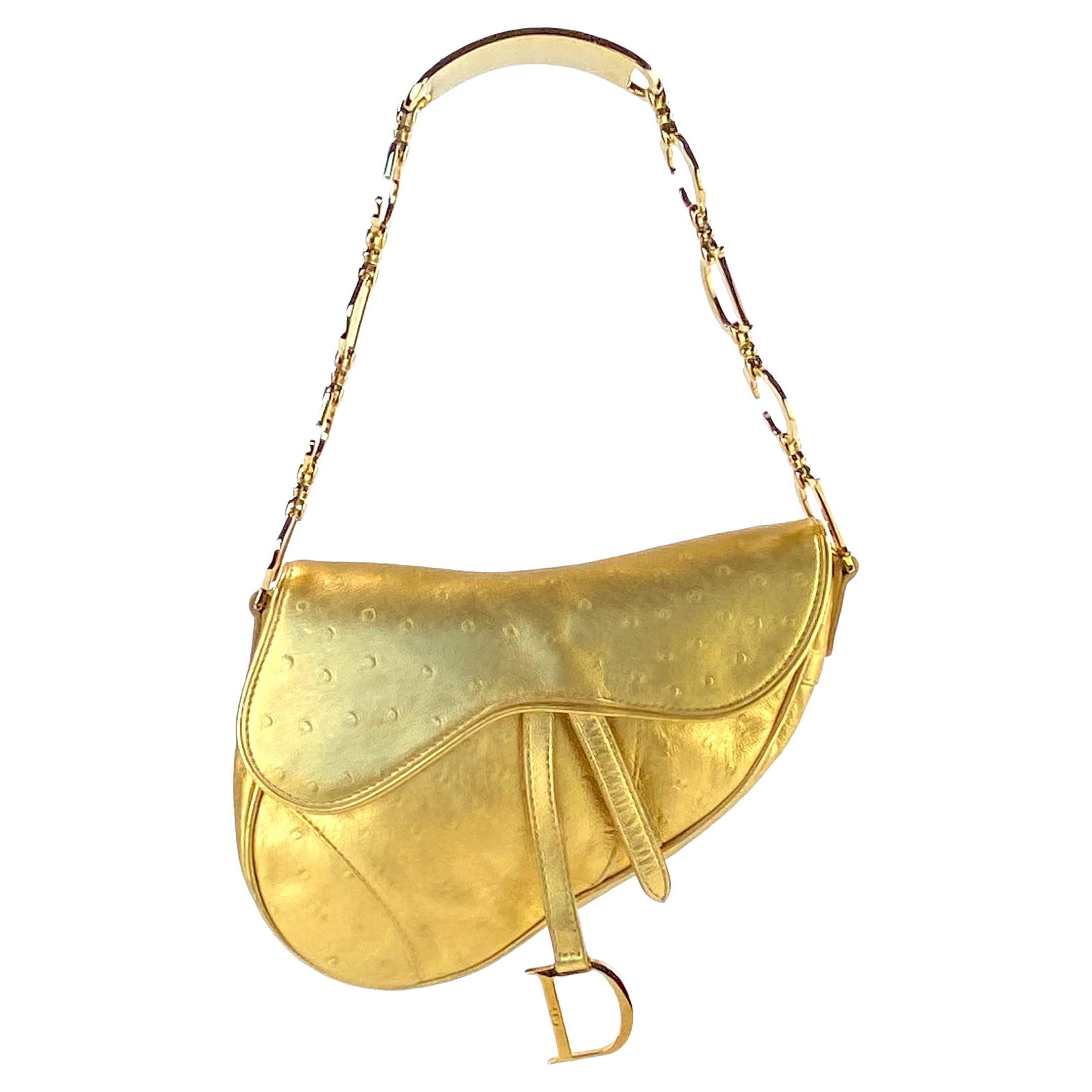 dior gold saddle bag
