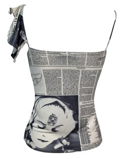 F/W 2000 Christian Dior by John Galliano Newsprint Ruffle Cami Top
