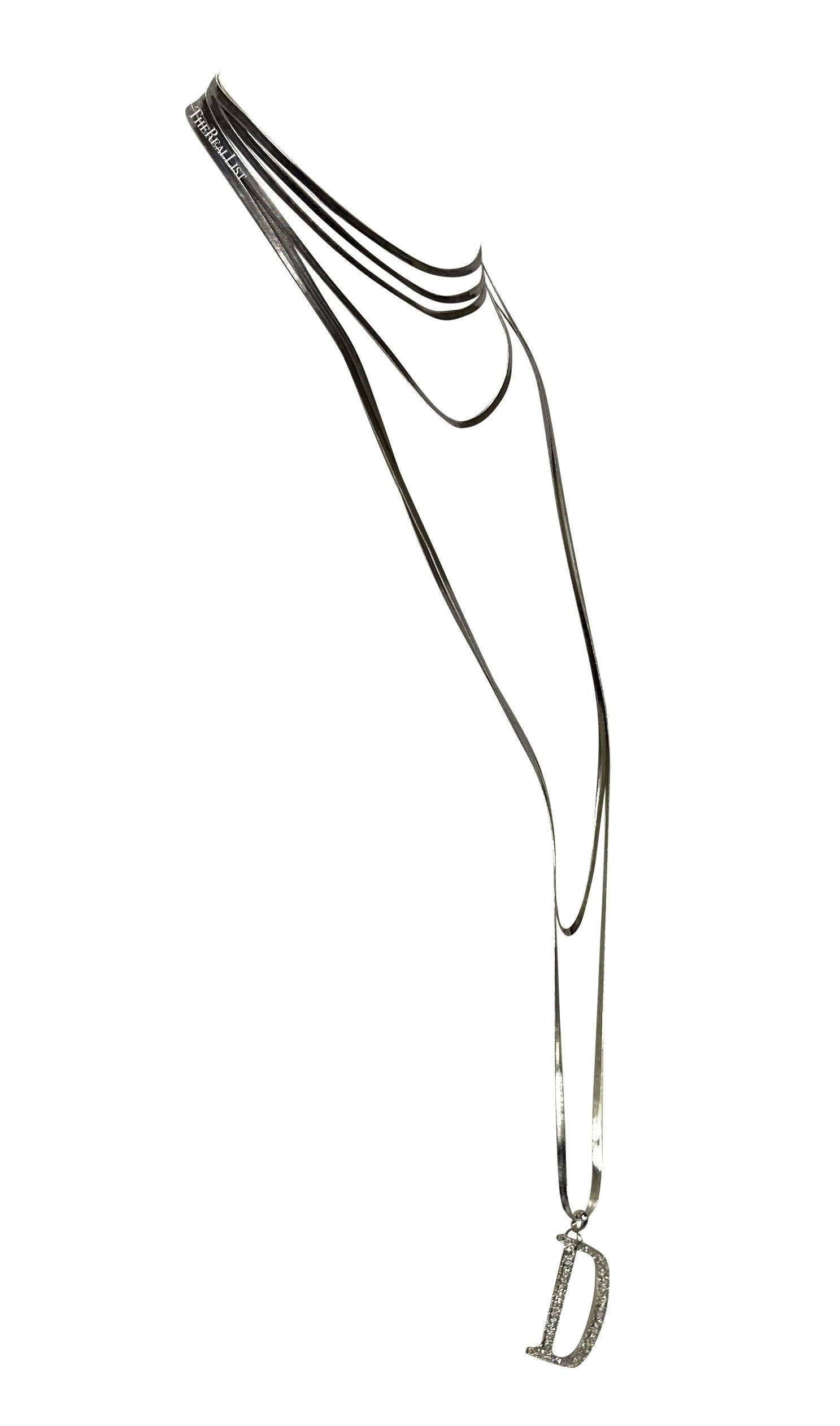 F/W 2000 Christian Dior by John Galliano Rhinestone D Plunge Choker Necklace 3
