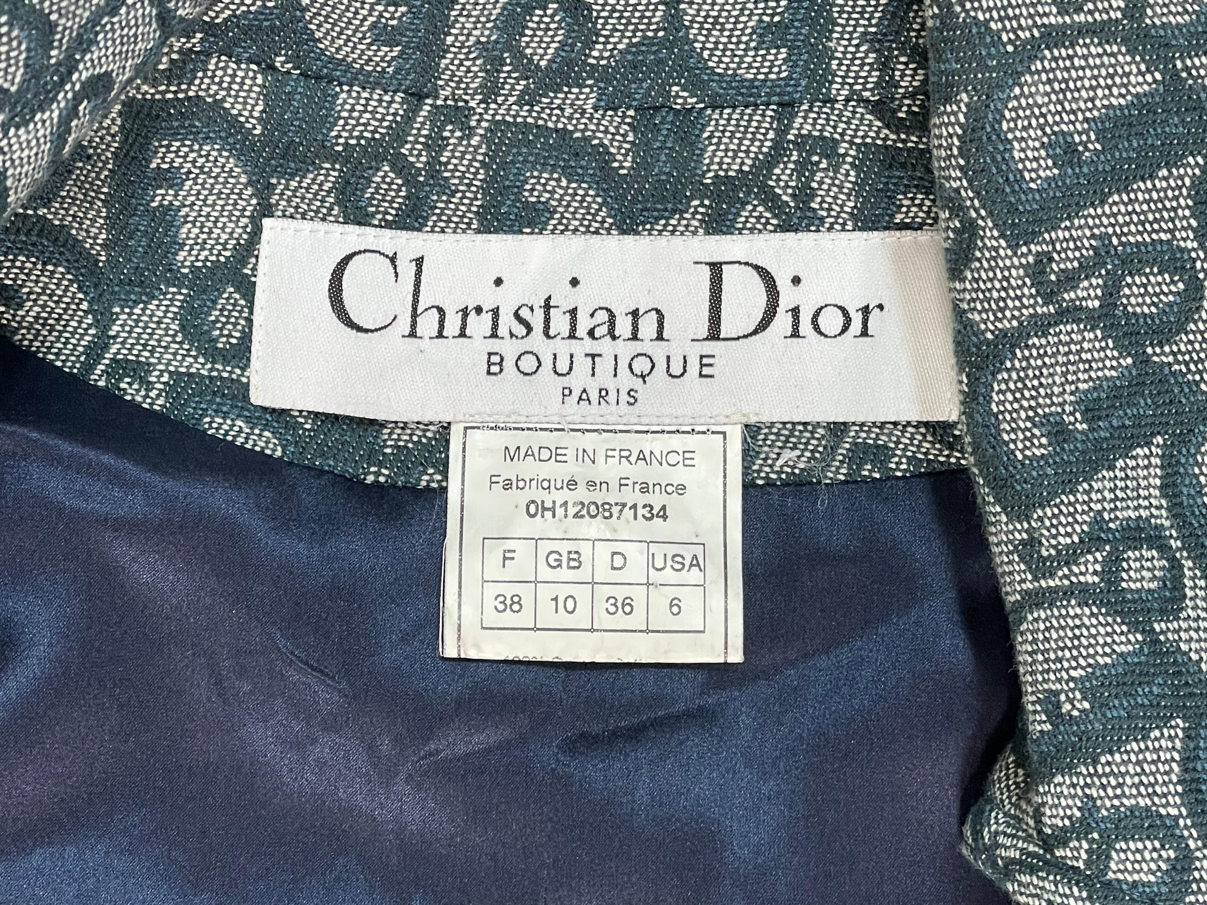 F/W 2000 Christian Dior by John Galliano Runway Blue Logo Trench Coat Jacket 2