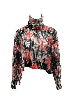 F/W 2000 Christian Dior  by John Galliano Slashed Floral Cropped Sweater