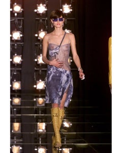 F/W 2000 Christian Dior by John Galliano Tie-Dye Blue Denim Asymmetric Skirt