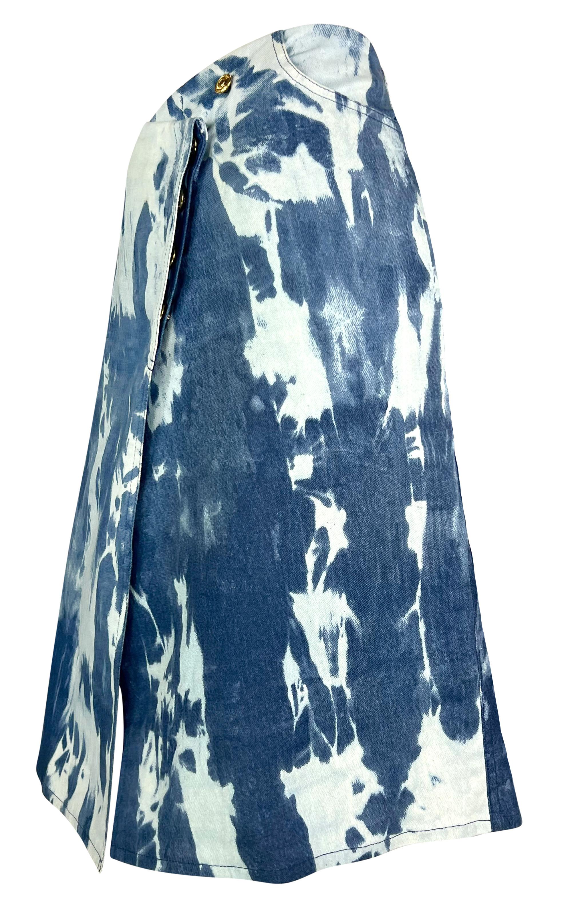 Women's F/W 2000 Christian Dior by John Galliano Tie-Dye Blue Denim Asymmetric Skirt For Sale
