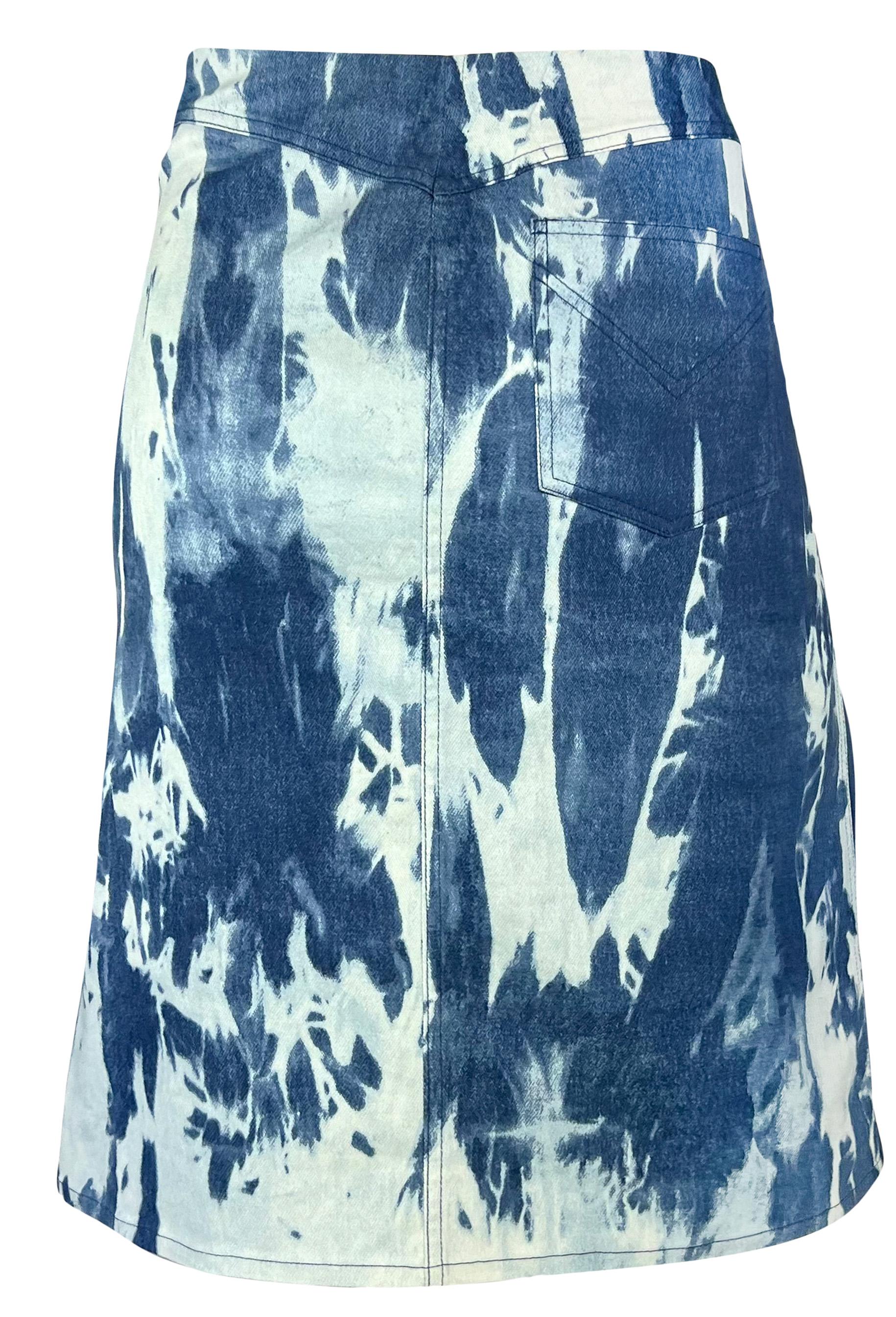 F/W 2000 Christian Dior by John Galliano Tie-Dye Blue Denim Asymmetric Skirt For Sale 2