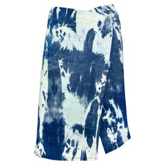 F/W 2000 Christian Dior by John Galliano Tie-Dye Blue Denim Asymmetric Skirt