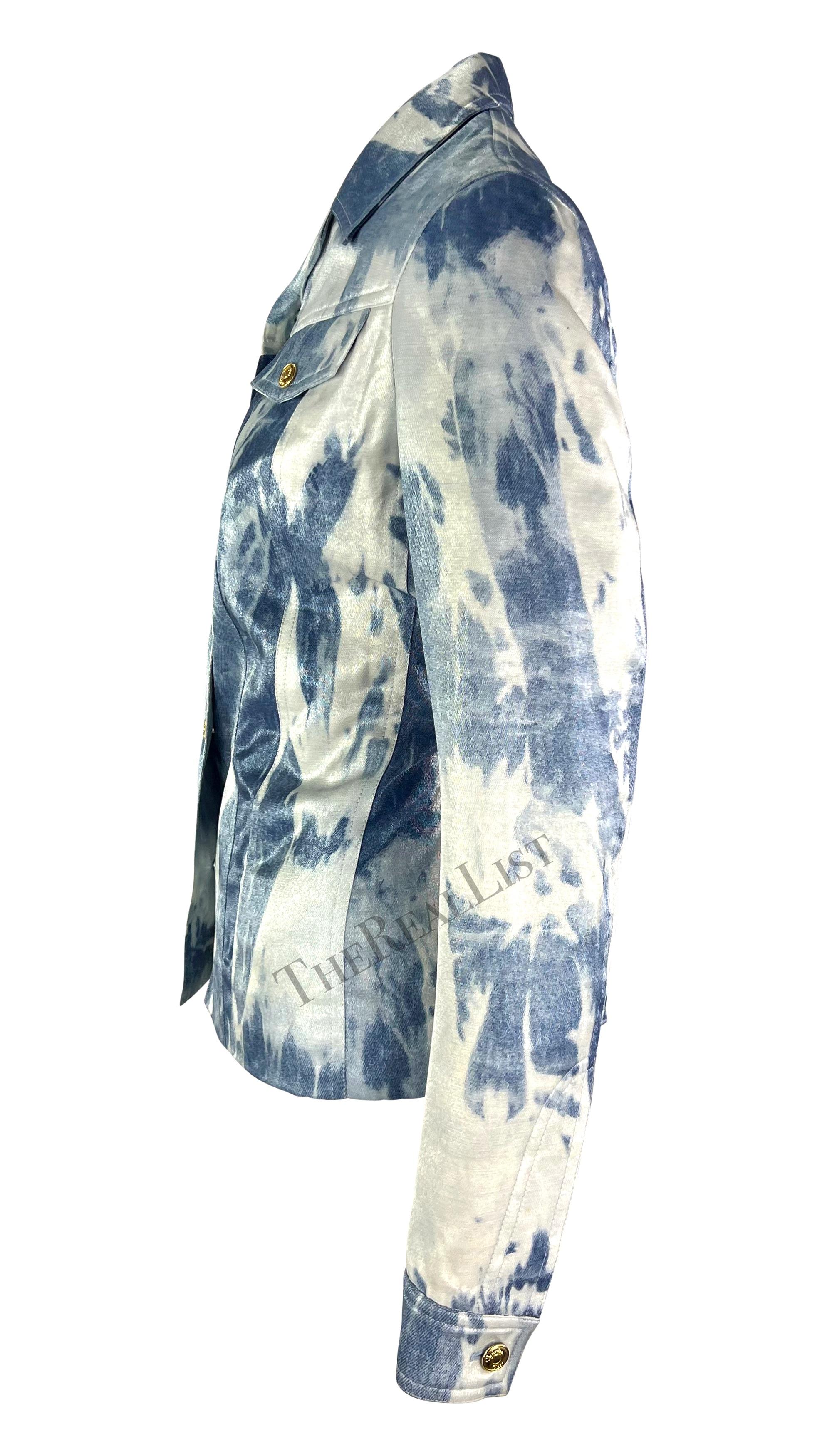 F/W 2000 Christian Dior by John Galliano Tie-Dye Blue Shimmer Denim Jacket In Excellent Condition In West Hollywood, CA