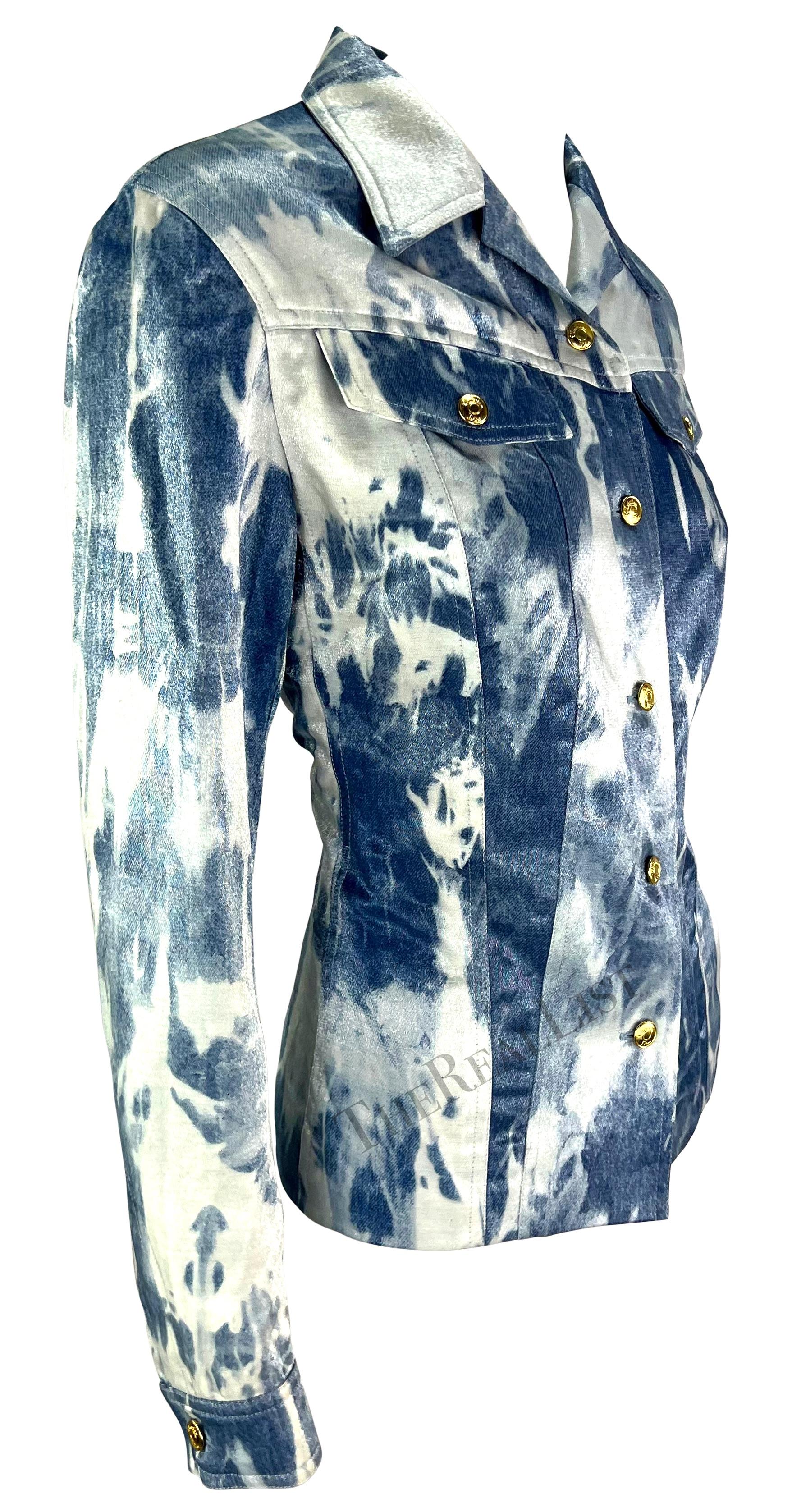 F/W 2000 Christian Dior by John Galliano Tie-Dye Blue Shimmer Denim Jacket 1