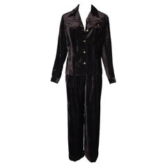F/W 2000 Christian Dior by John Galliano Velvet Wide Leg Jacket Pant Suit