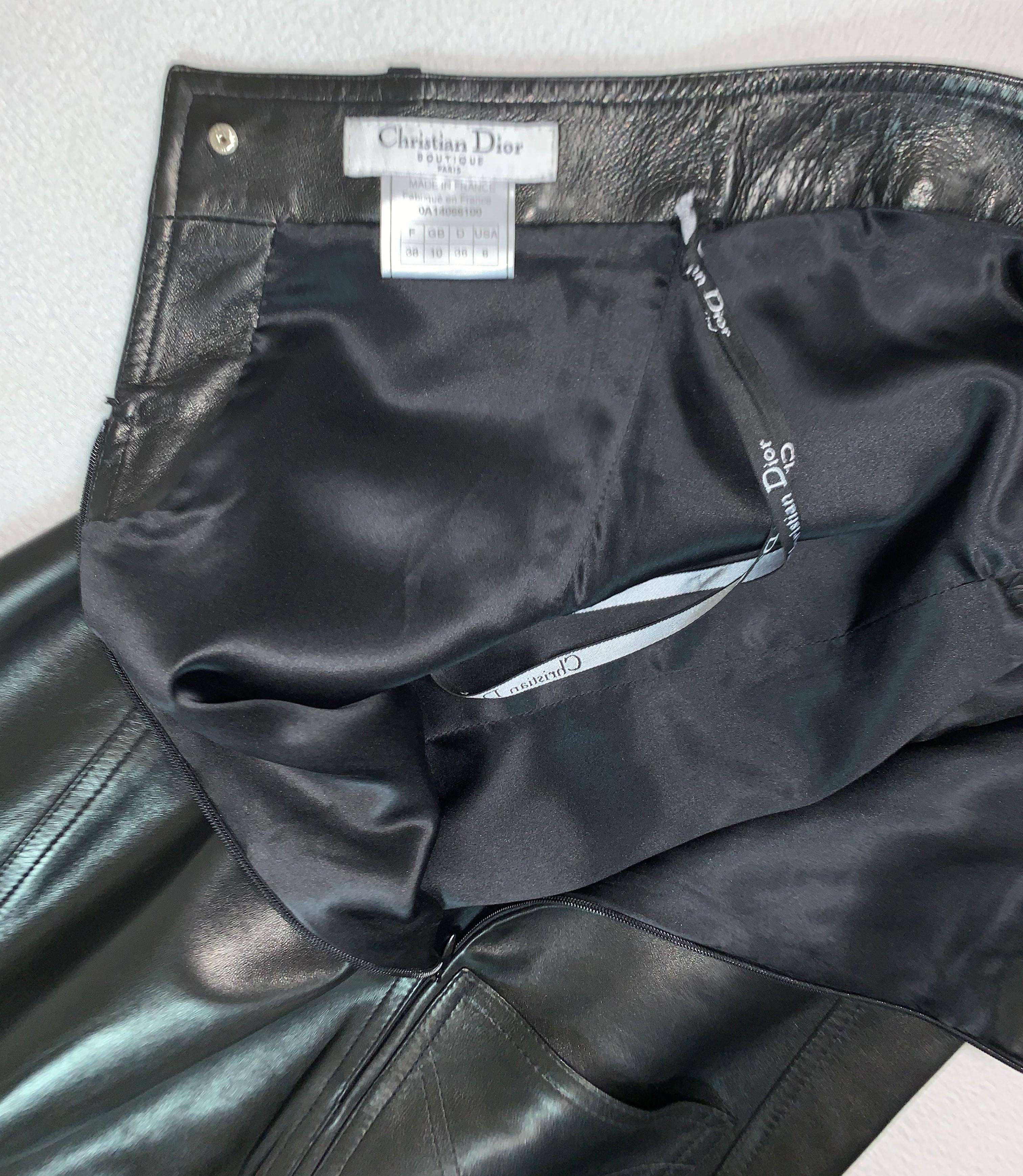 F/W 2000 Christian Dior John Galliano Black Leather Strapless Bodycon Maxi Dress 2