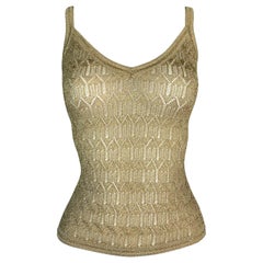 F/W 2000 Christian Dior John Galliano Gold Knit Cami Tank Top