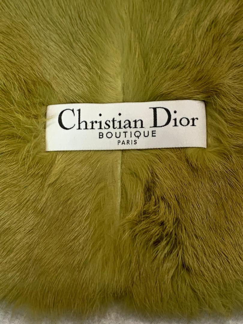 Brown F/W 2000 Christian Dior John Galliano Green Mink Fur Long Wrap Scarf