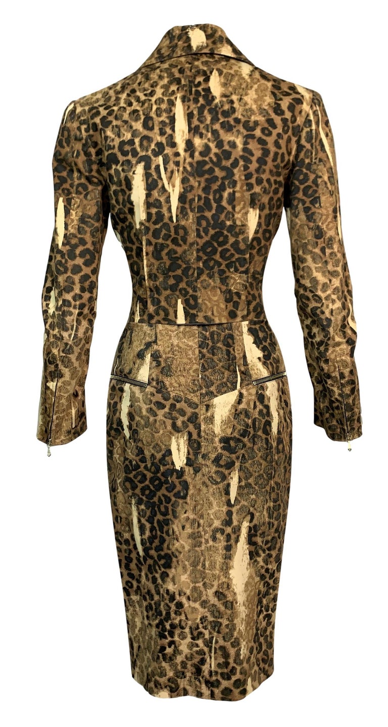 F/W 2000 Christian Dior John Galliano Leopard Cropped Jacket & Skirt Set In Good Condition For Sale In Yukon, OK