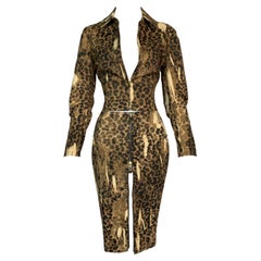 F/W 2000 Christian Dior John Galliano Leopard Cropped Jacket & Skirt Set