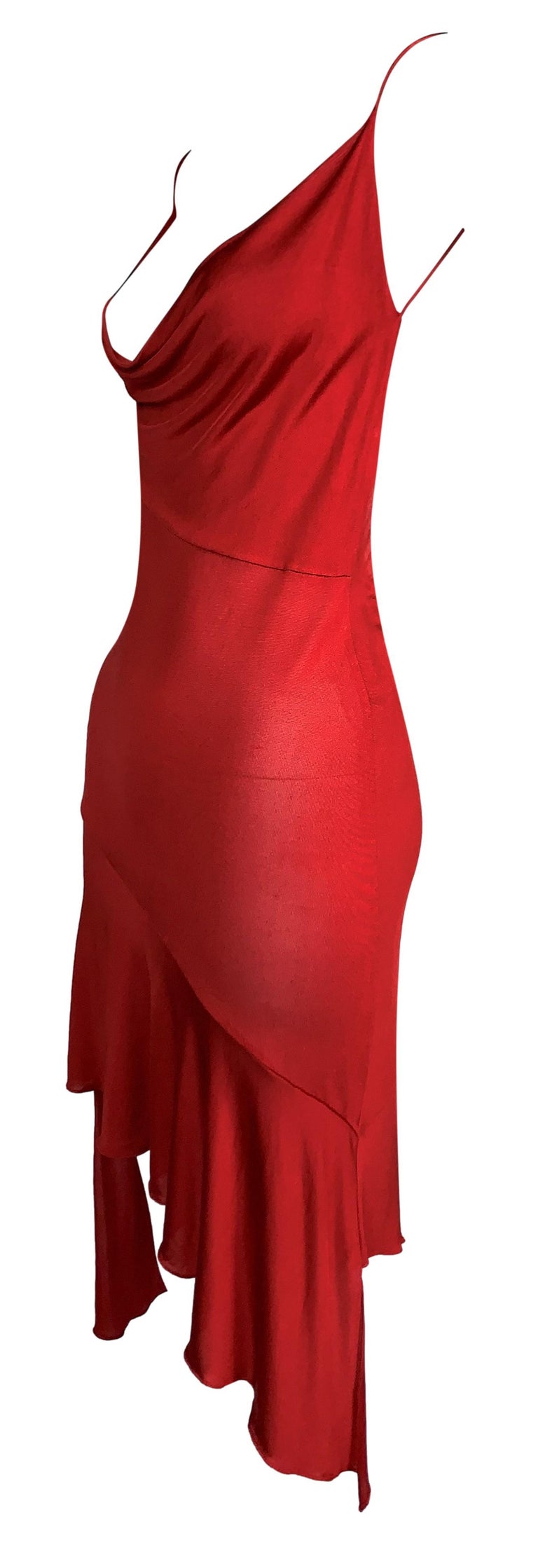 F W 2000 Christian Dior John Galliano Red Silk Asymmetrical Mini Dress For Sale At 1stdibs Christian Dior Red Dress