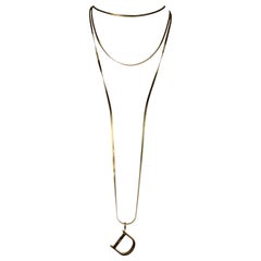 F/W 2000 Christian Dior John Galliano Runway Gold Large D Logo Chain Necklace