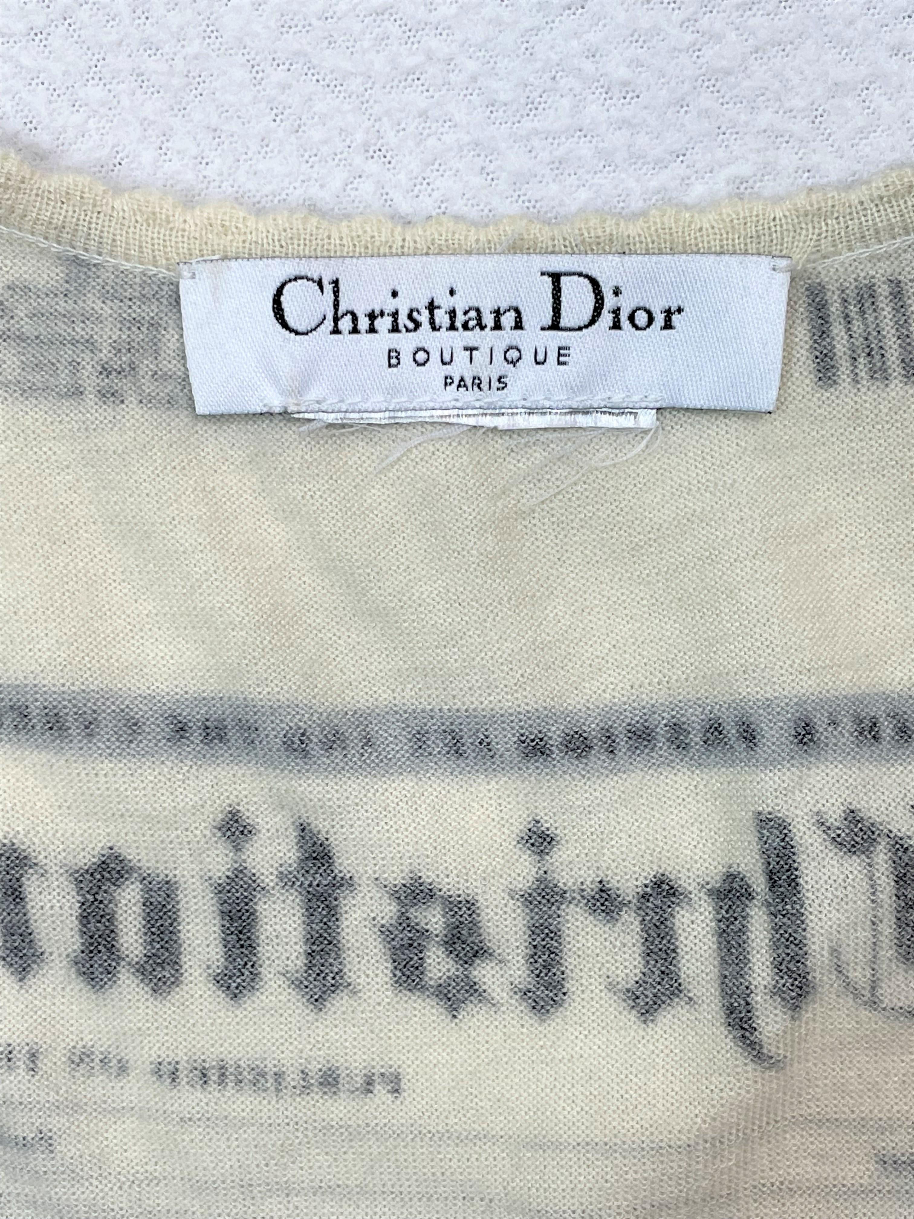 F/W 2000 Christian Dior John Galliano Runway News Print Cropped Top Sweater In Good Condition In Yukon, OK