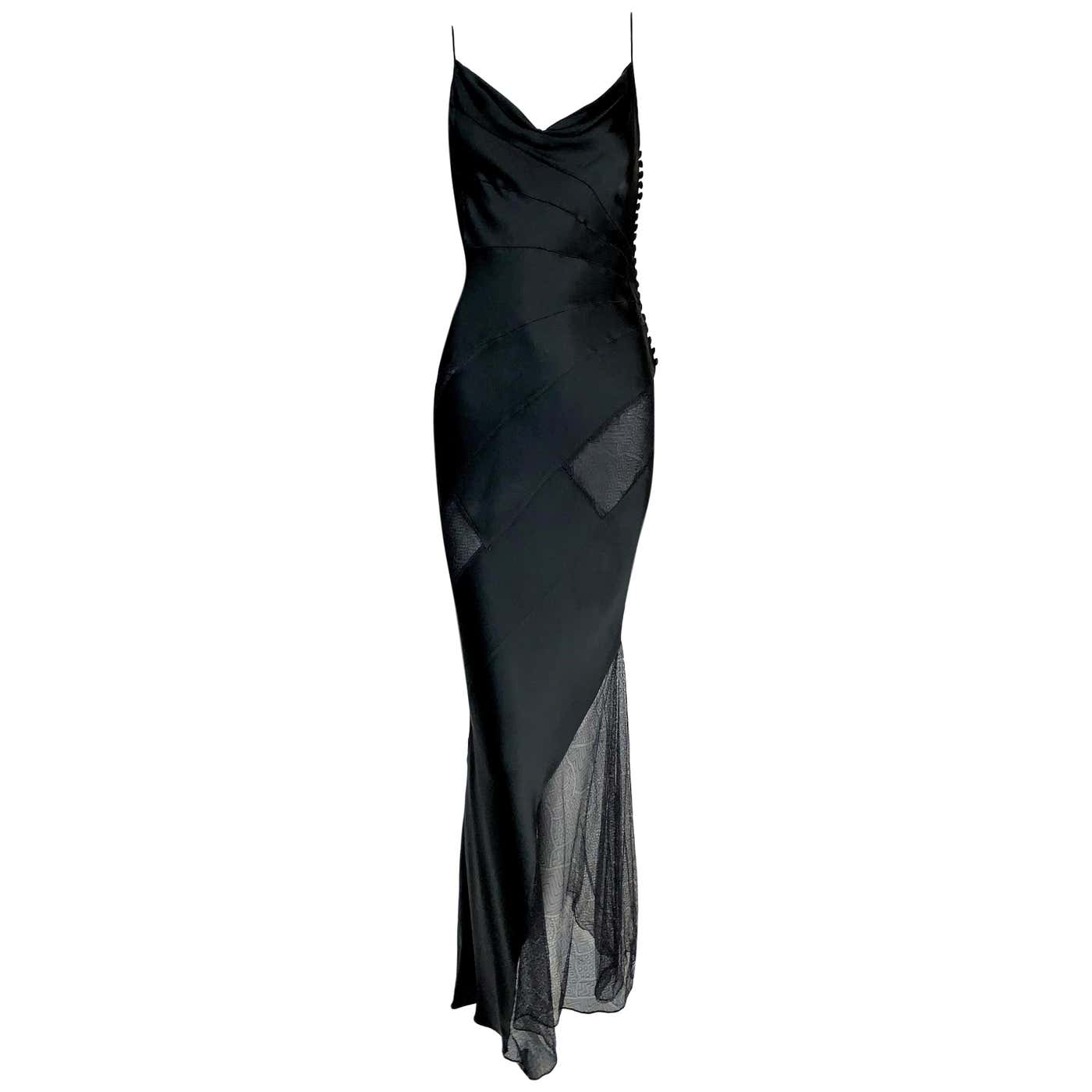 F/W 2000 Christian Dior John Galliano Sheer Black Lace Panels Gown ...