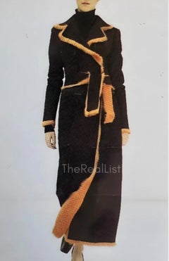 F/W 2000 Dolce & Gabbana Acid Green Genuine Fur Pelt Suede Belted Trench Coat