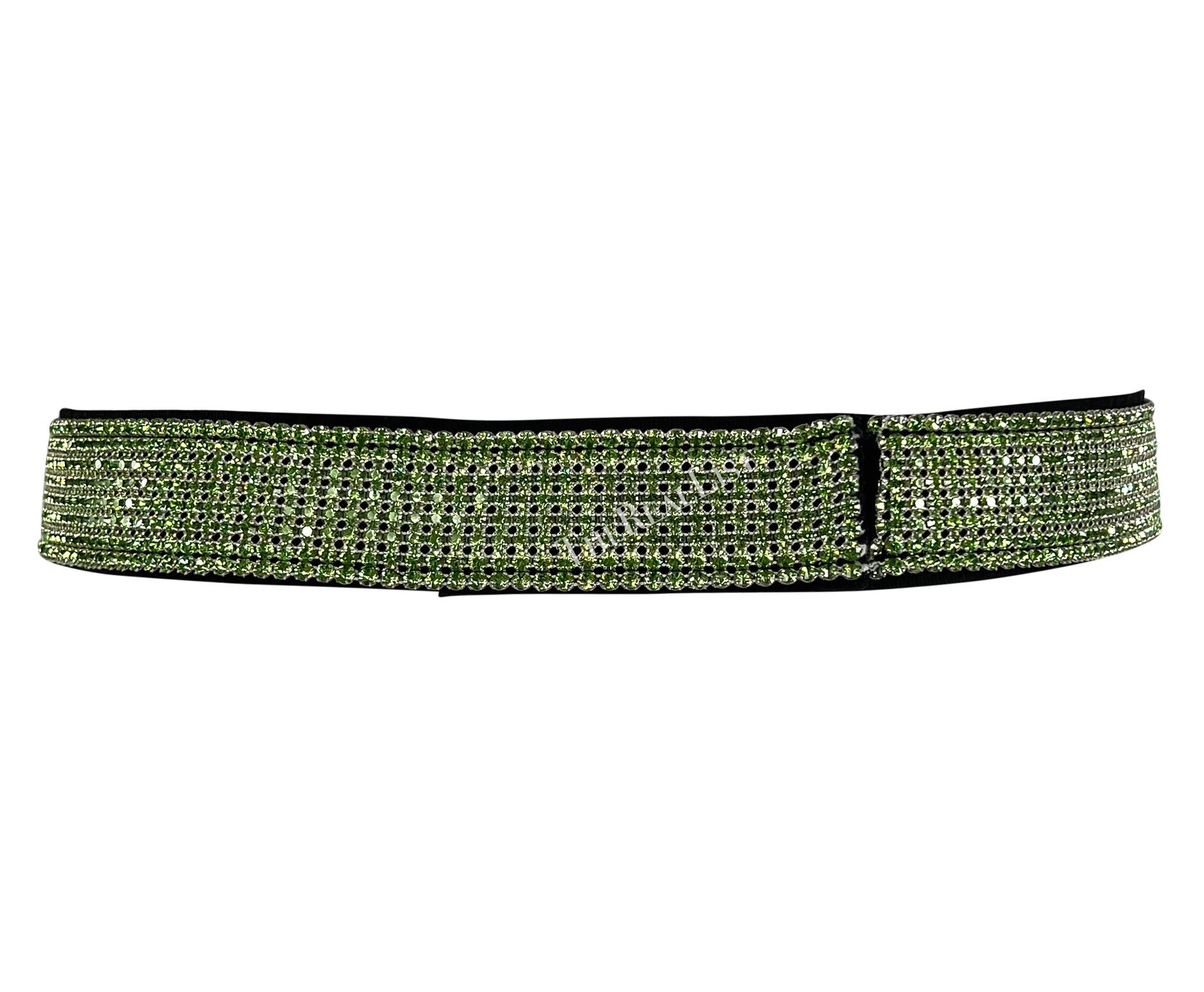 F/W 2000 Dolce & Gabbana Rhinestone Green Rhinestone Belt In Excellent Condition For Sale In West Hollywood, CA