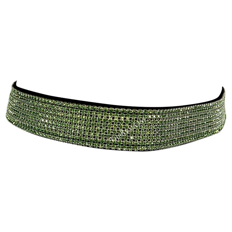 F/W 2000 Dolce and Gabbana Rhinestone Green Rhinestone Belt  display picture 3
