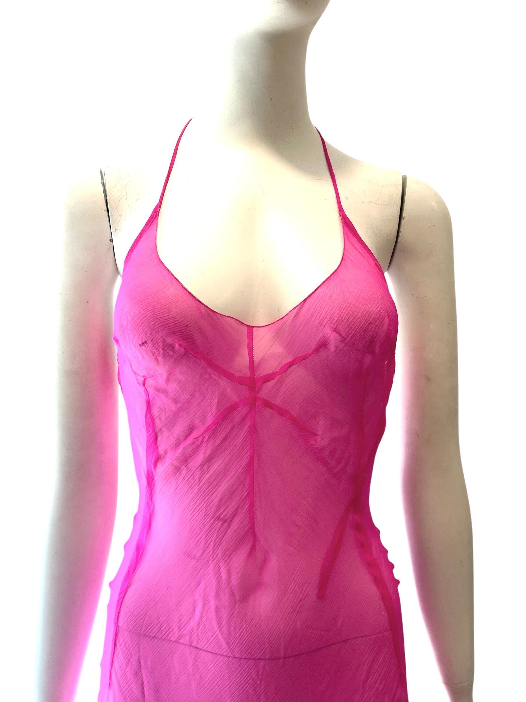 De las mujeres F/W 2000 DOLCE & GABBANA vestido transparente rosa fuerte en venta