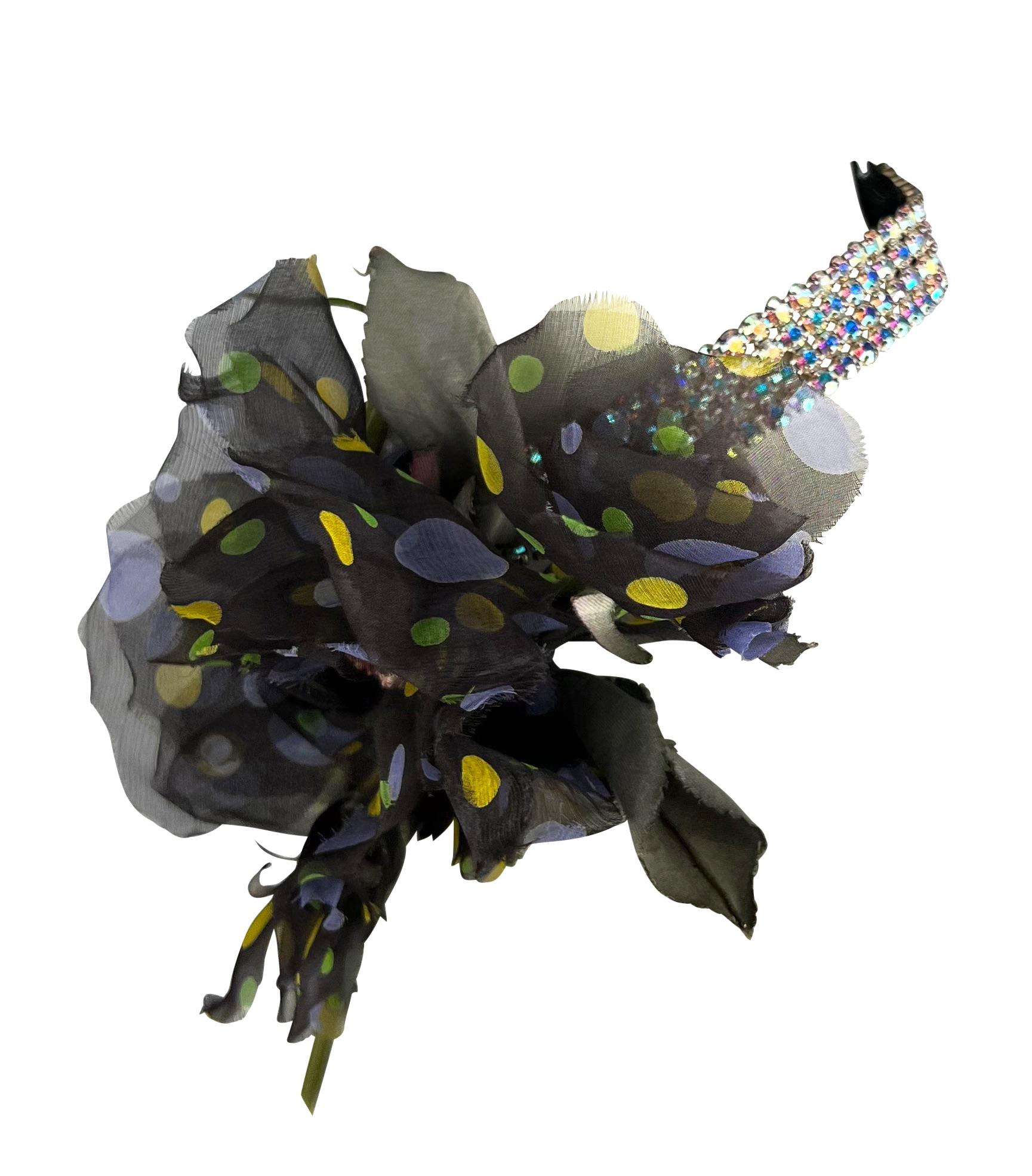 Dolce & Gabbana, collier ras du cou à fleurs en mousseline de soie avec strass Swarovski, A/H 2000 en vente 1