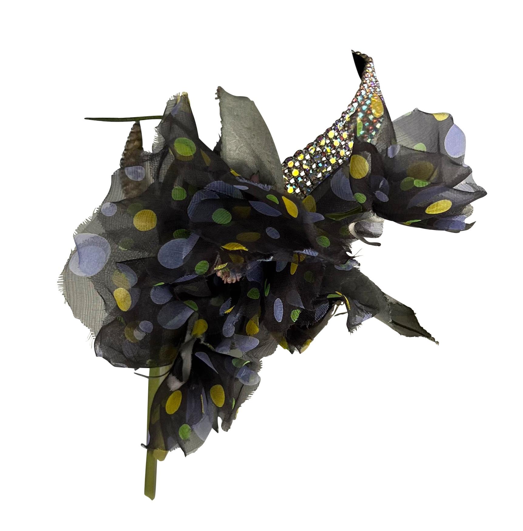 Dolce & Gabbana, collier ras du cou à fleurs en mousseline de soie avec strass Swarovski, A/H 2000 en vente 2
