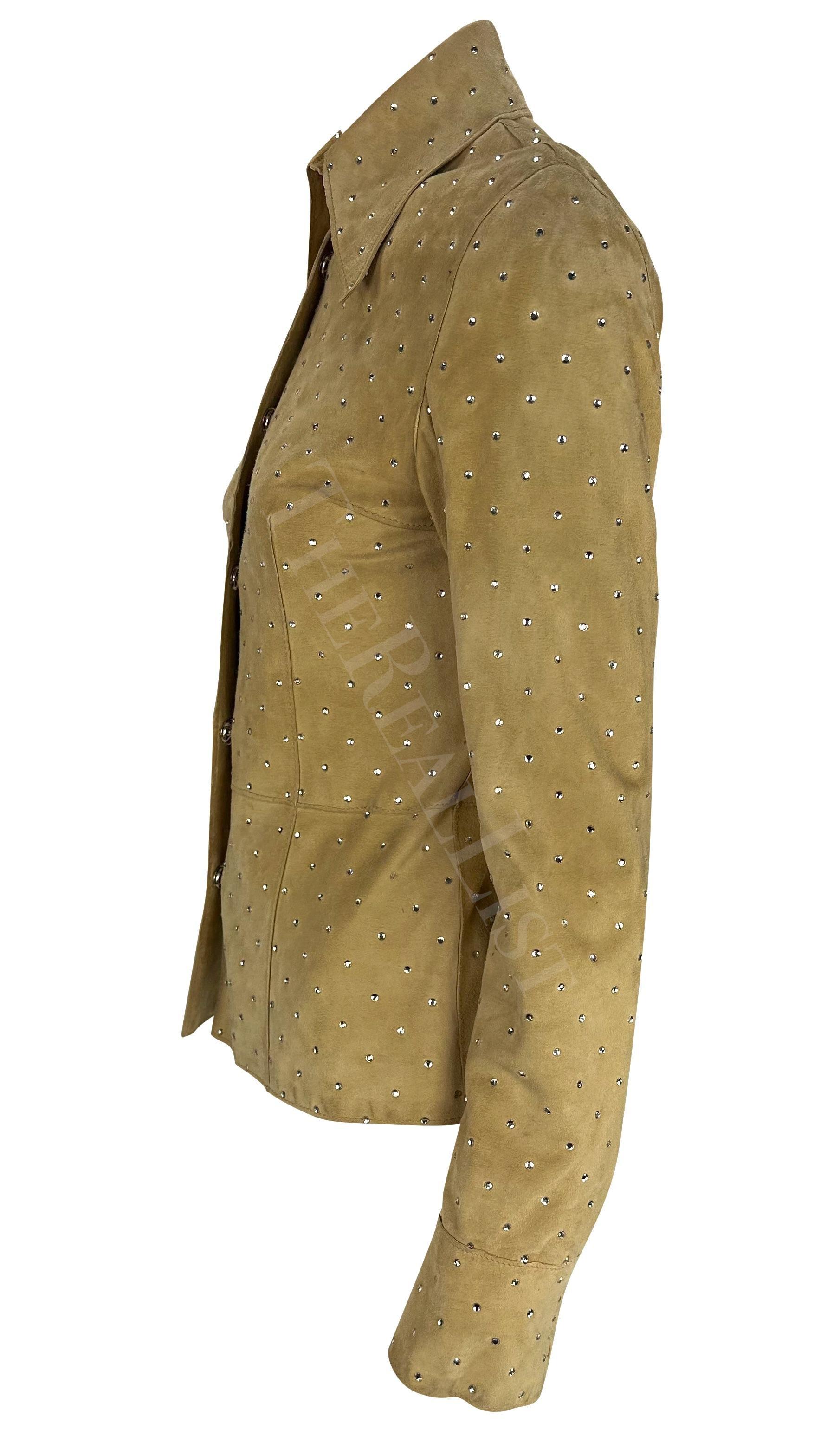 A/I 2000 Dolce & Gabbana - Giacca a camicia in pelle scamosciata con strass In condizioni buone in vendita a West Hollywood, CA