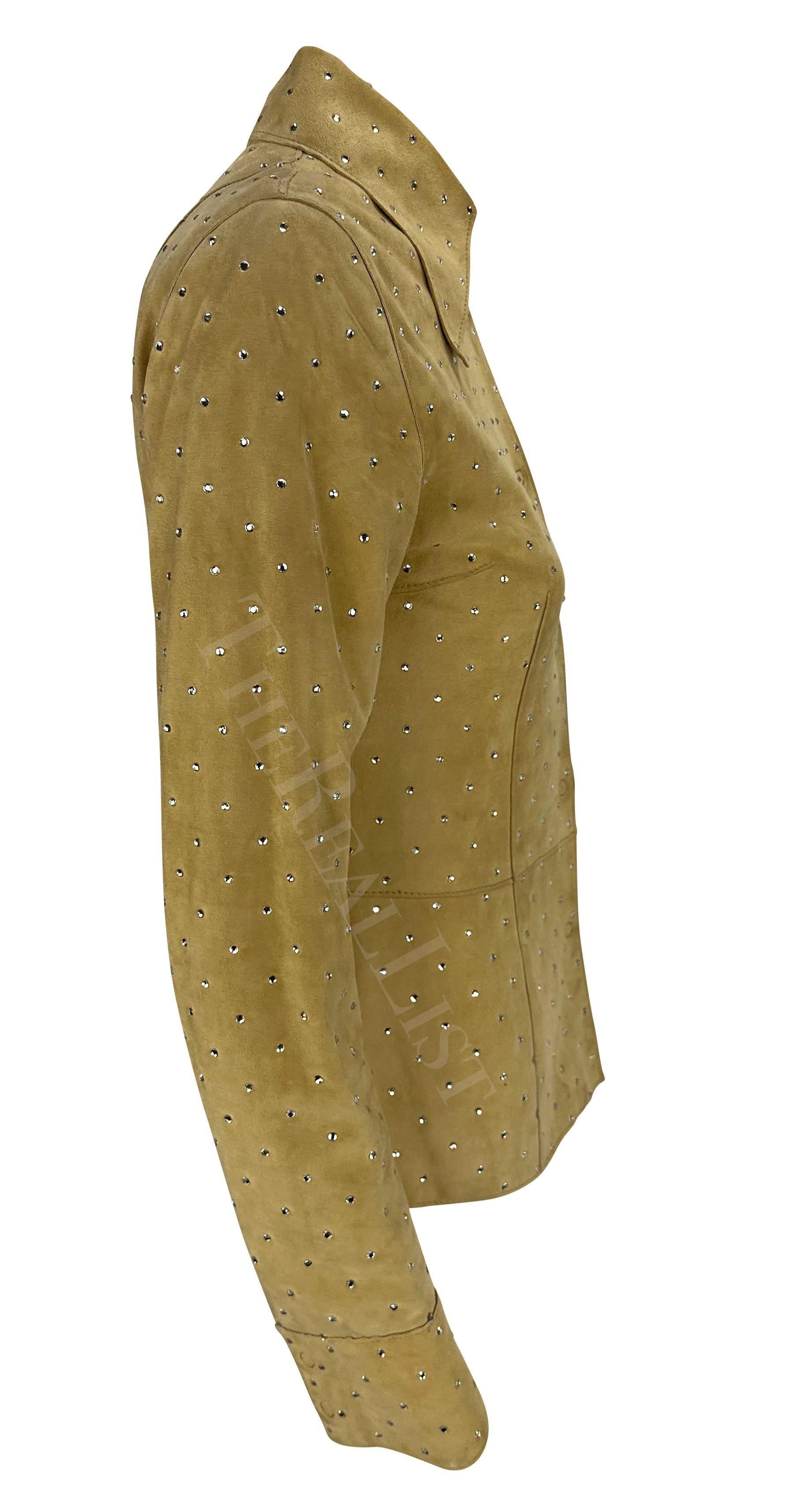 A/I 2000 Dolce & Gabbana - Giacca a camicia in pelle scamosciata con strass in vendita 1