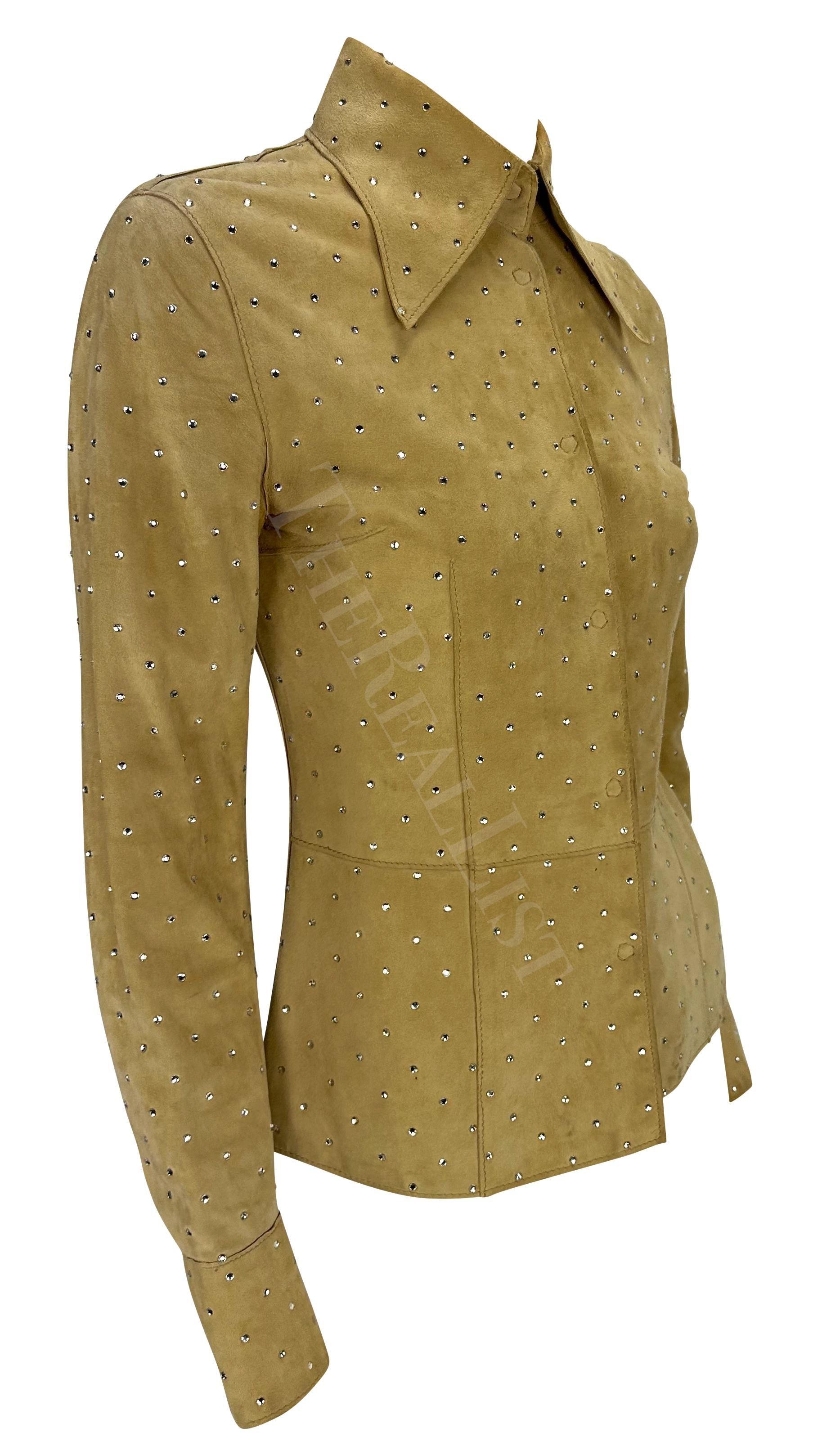 A/I 2000 Dolce & Gabbana - Giacca a camicia in pelle scamosciata con strass in vendita 2