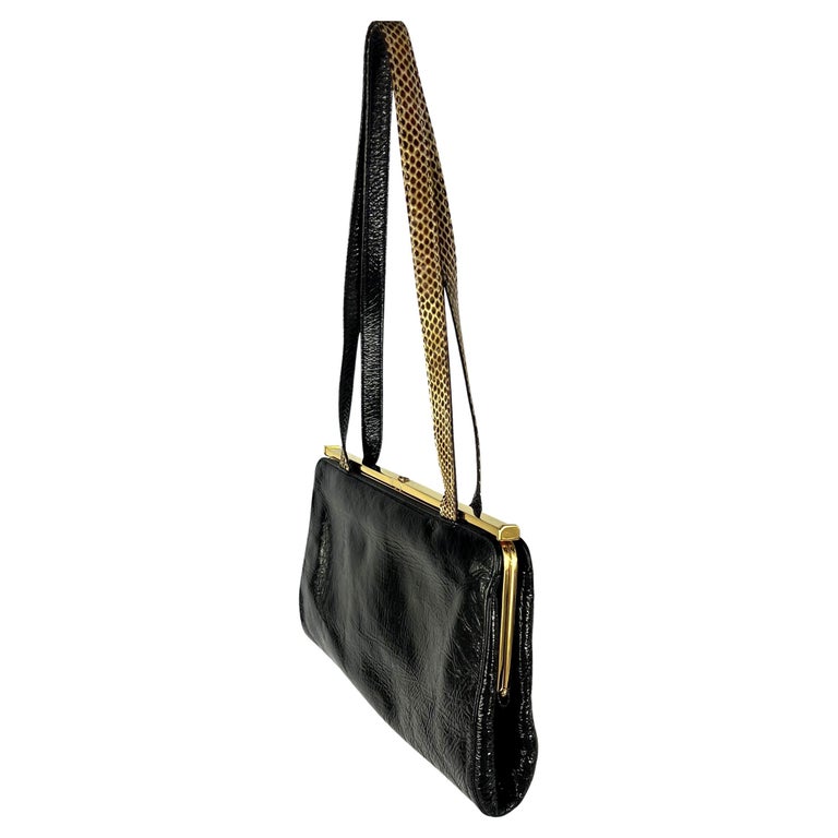 F/W 2000 Gianni Versace by Donatella Black Patent Medusa Lock Small Bag For  Sale at 1stDibs