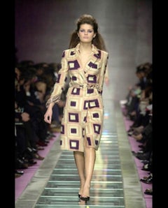 F/W 2000 Gianni Versace by Donatella Light Pink Python Accented Runway Coat