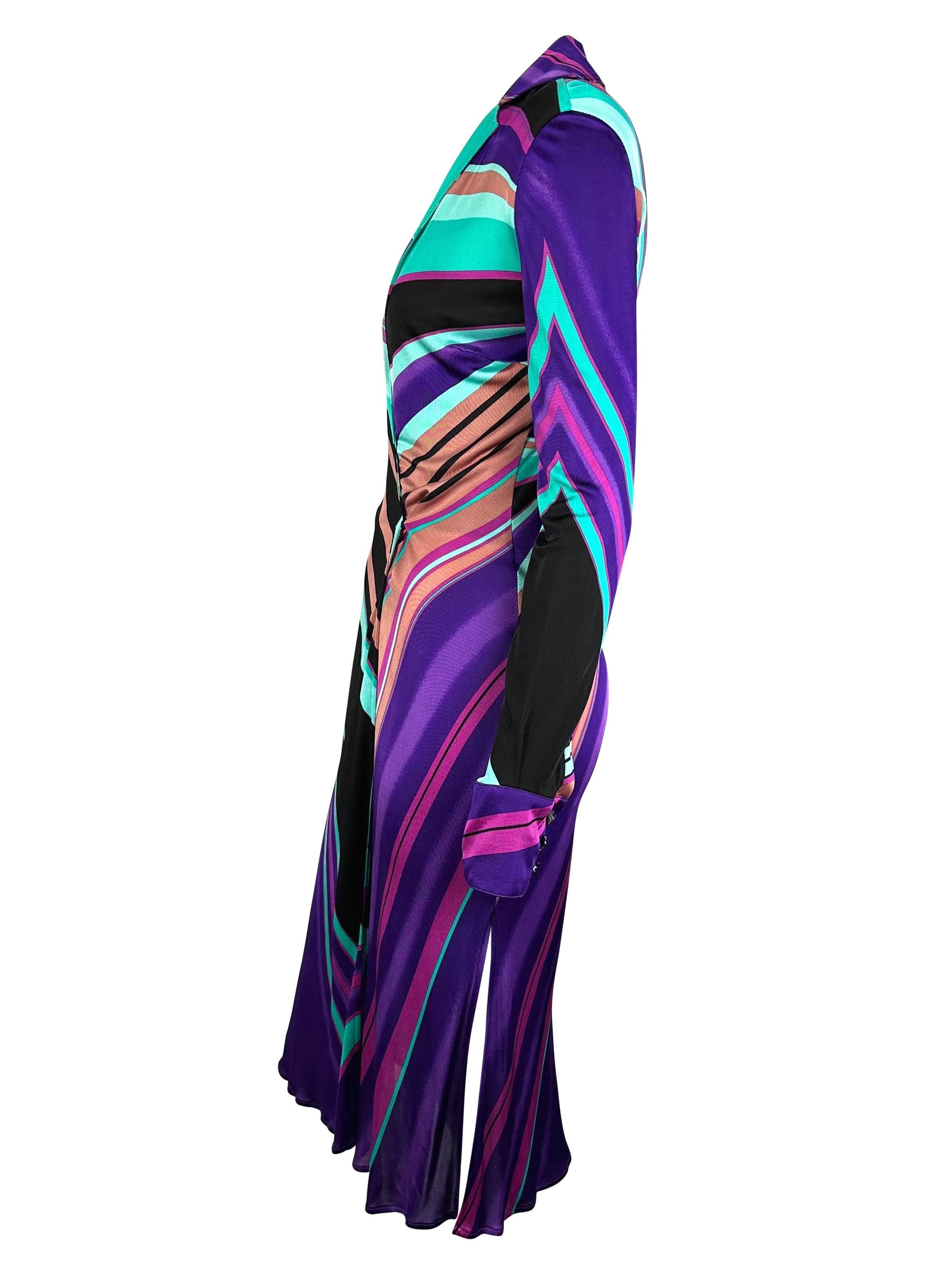 Noir Robe extensible à décolleté plongeant abstrait multicolore Gianni Versace by Donatella, A/H 2000  en vente
