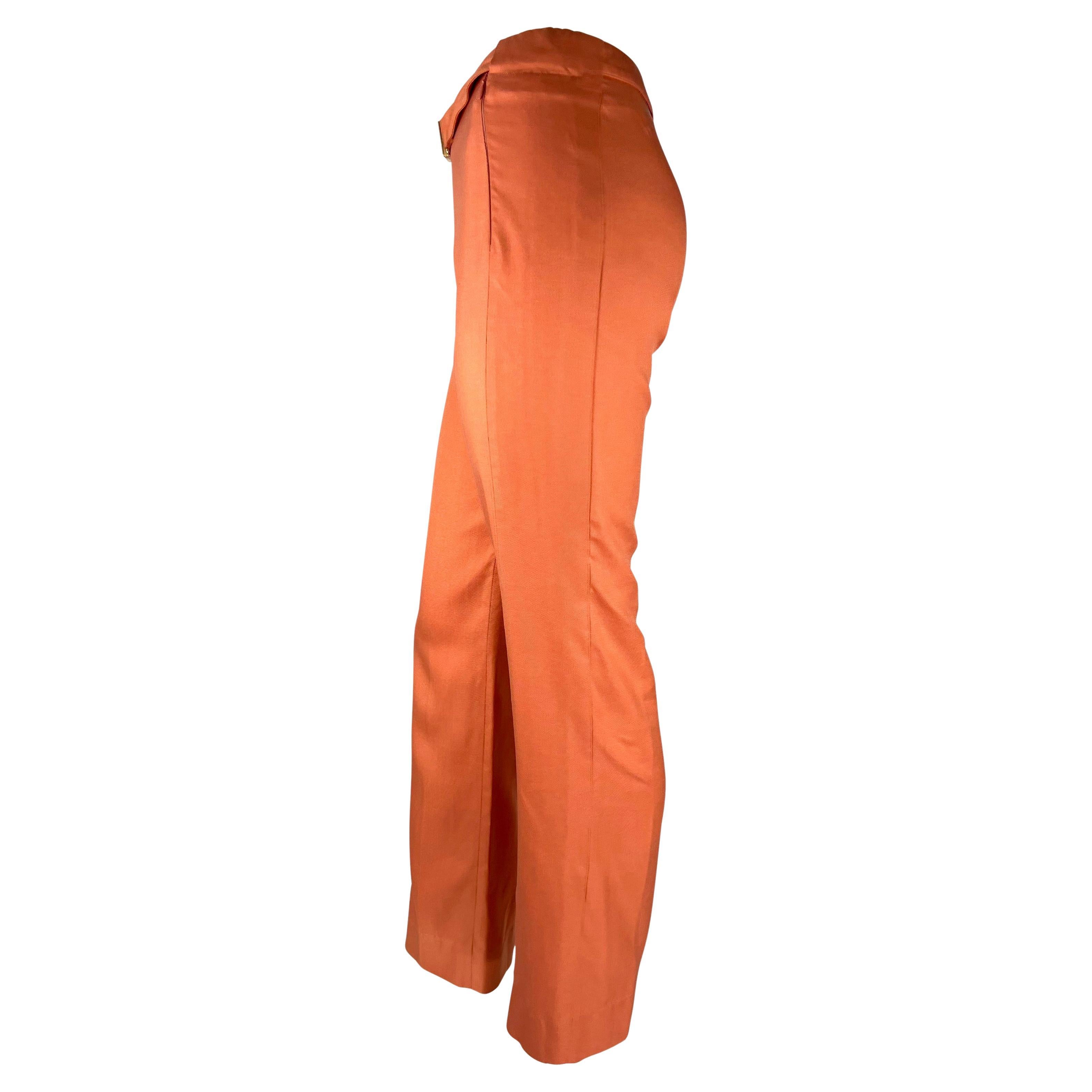 orange silk pants