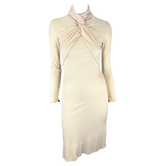 F/W 2000 Gianni Versace by Donatella Runway Crossover Off-White Bodycon Dress